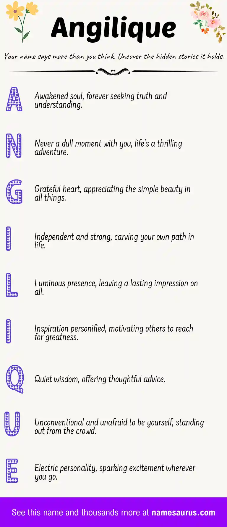 Acrostic poem about Angilique.