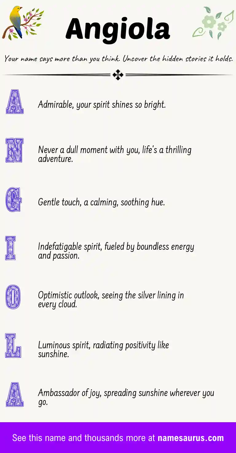 Acrostic poem about Angiola.