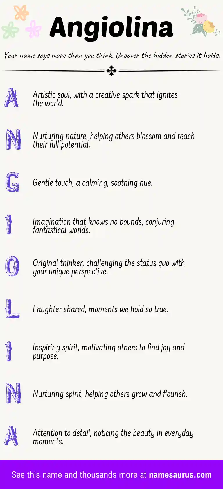 Acrostic poem about Angiolina.