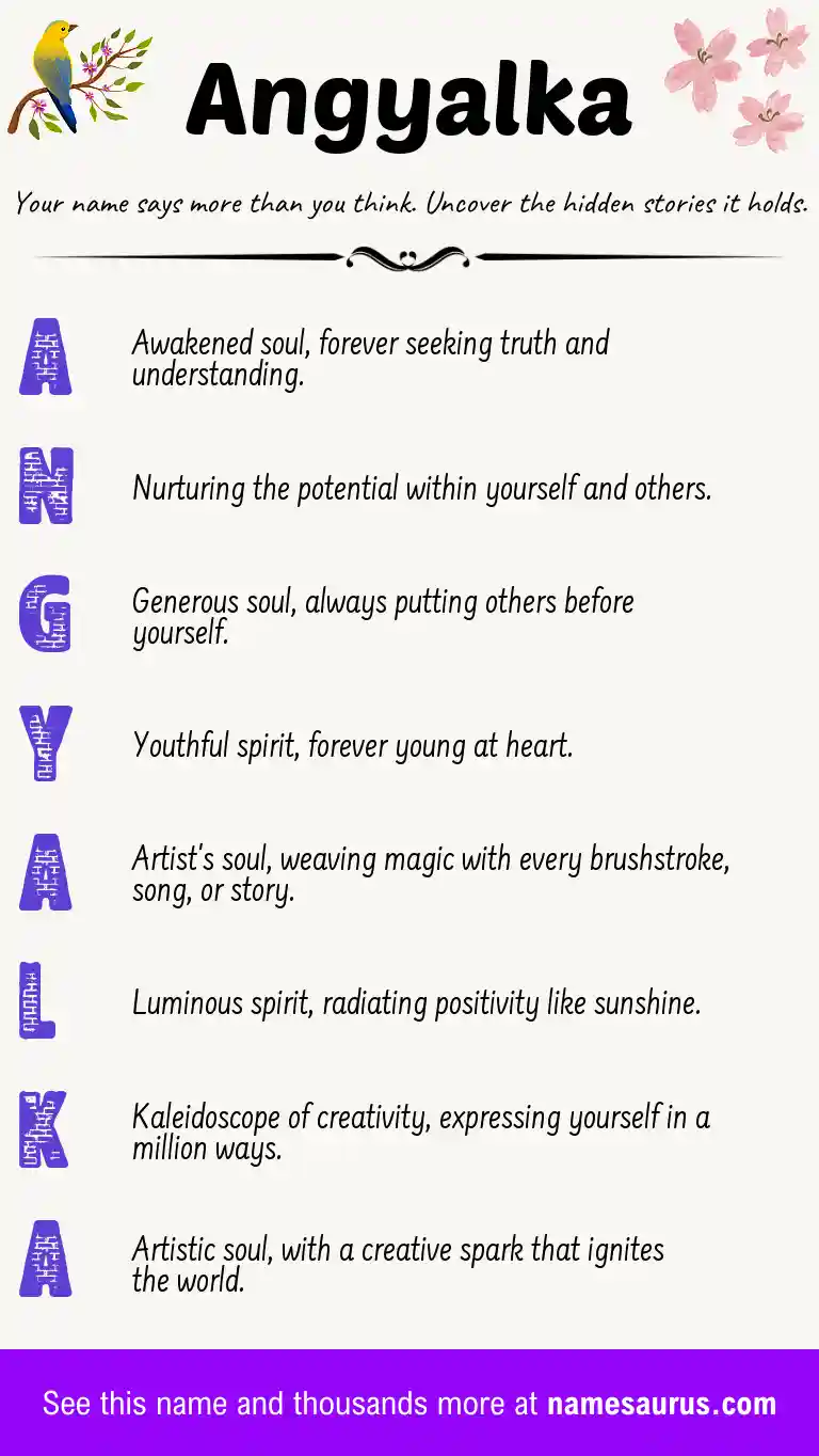 Acrostic poem about Angyalka.