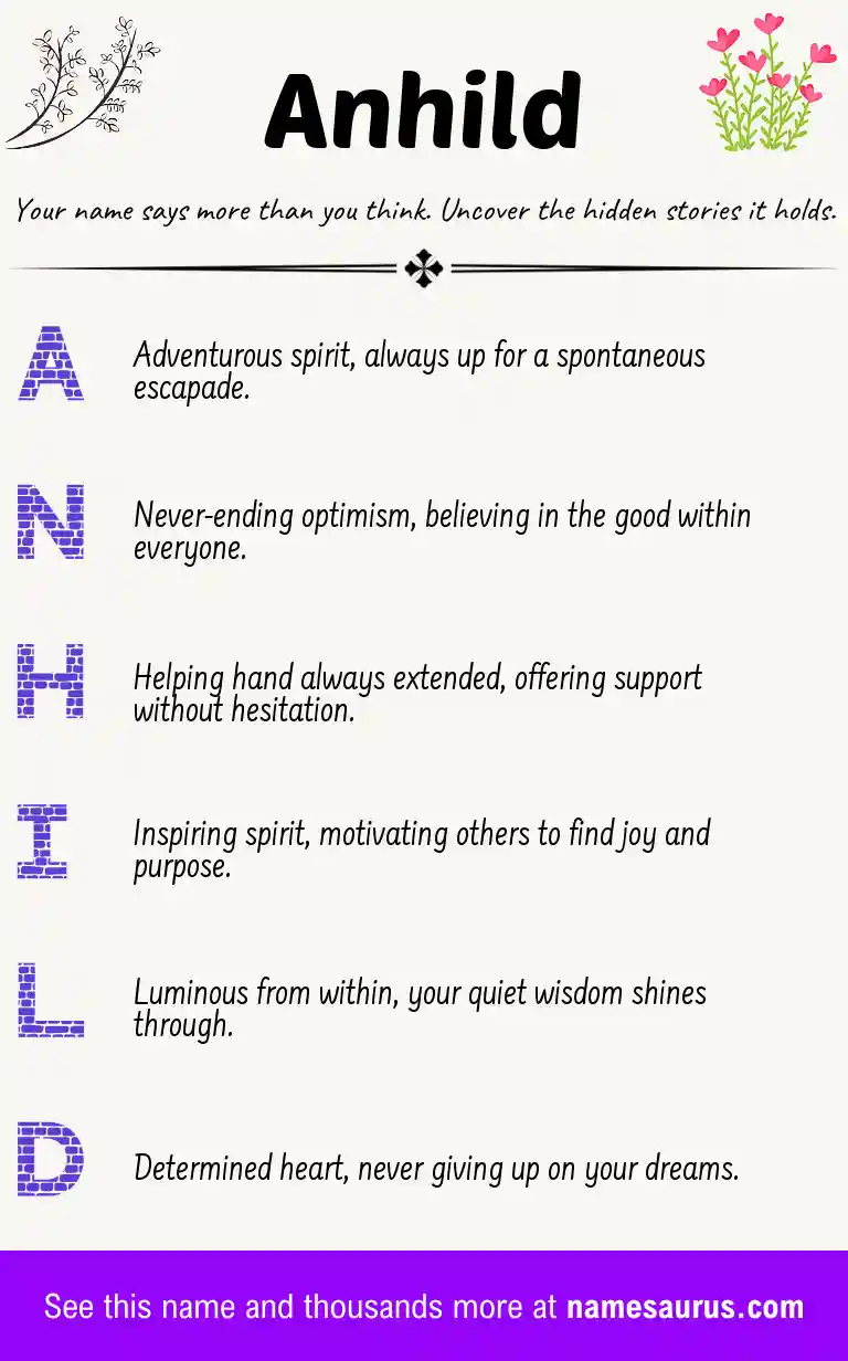 Acrostic poem about Anhild.