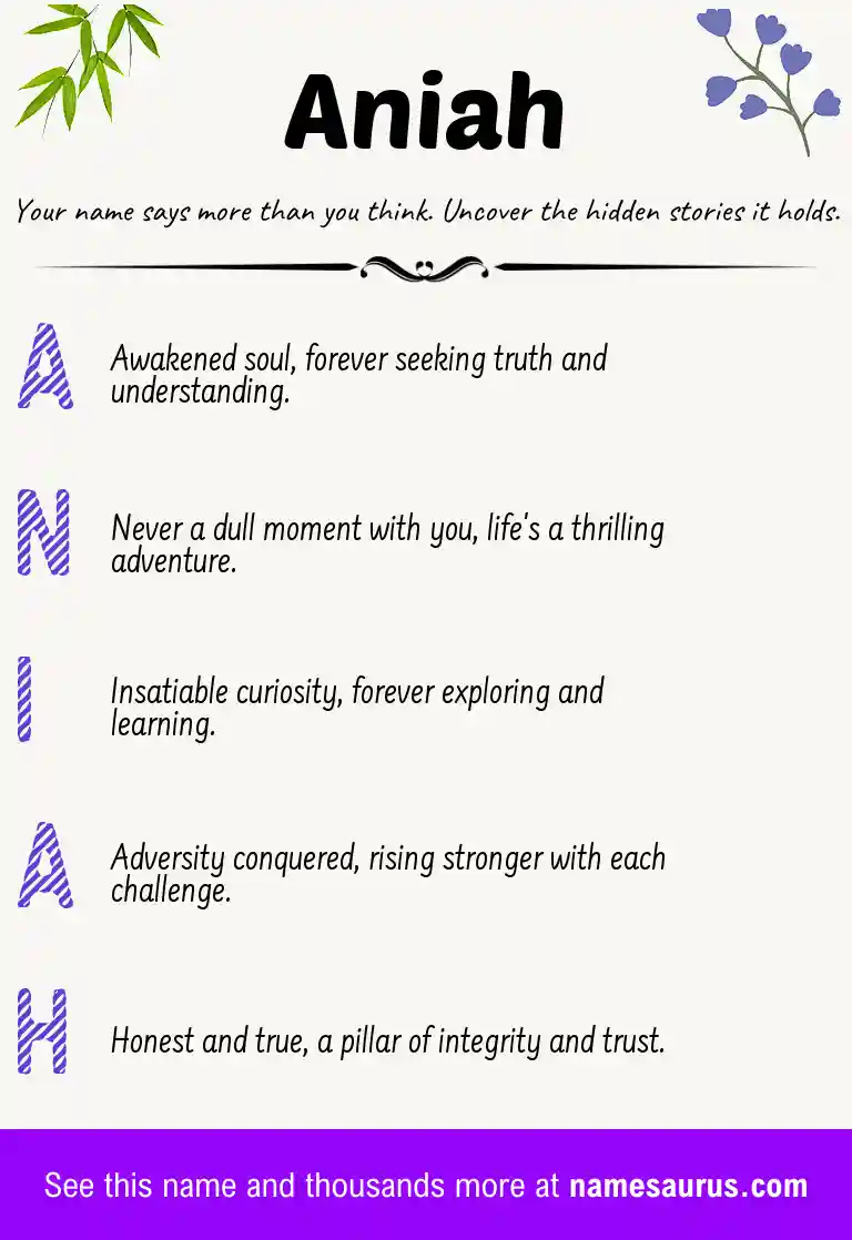 Acrostic poem about Aniah.