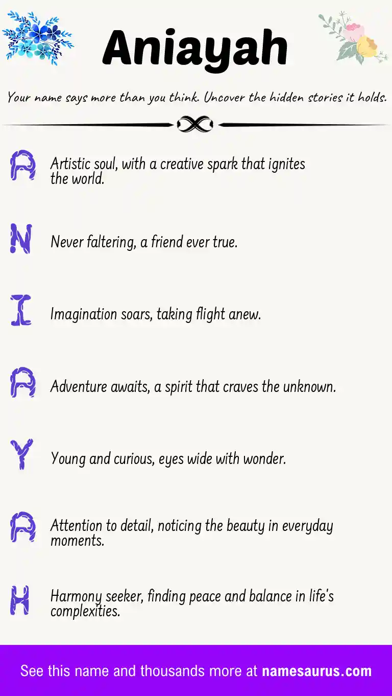 Acrostic poem about Aniayah.
