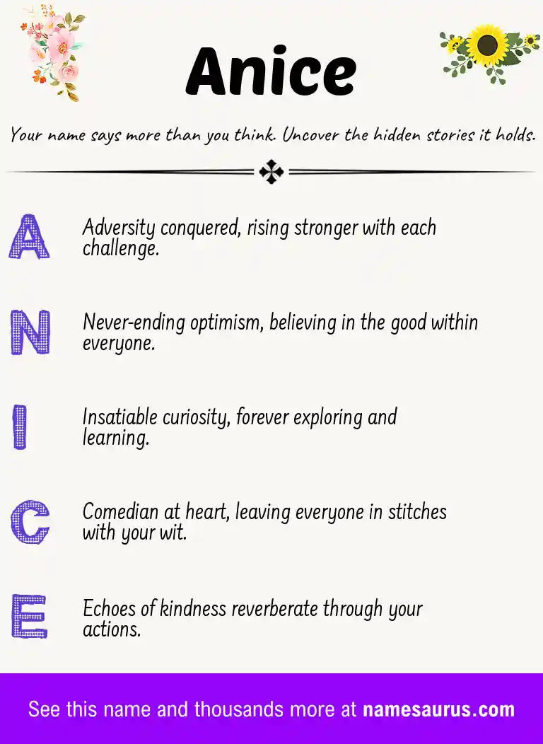 Acrostic poem about Anice.