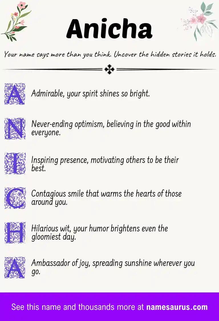 Acrostic poem about Anicha.