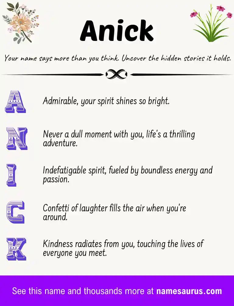 Acrostic poem about Anick.