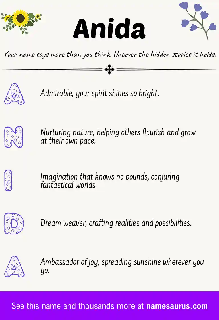 Acrostic poem about Anida.