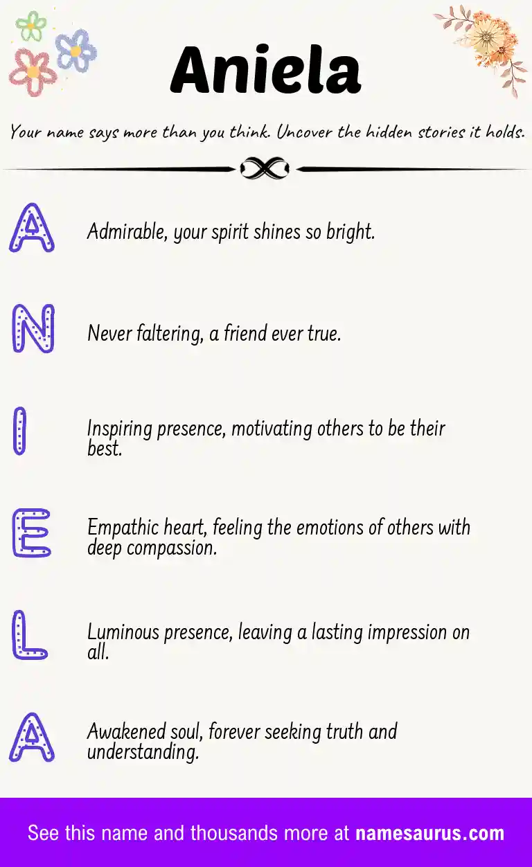 Acrostic poem about Aniela.