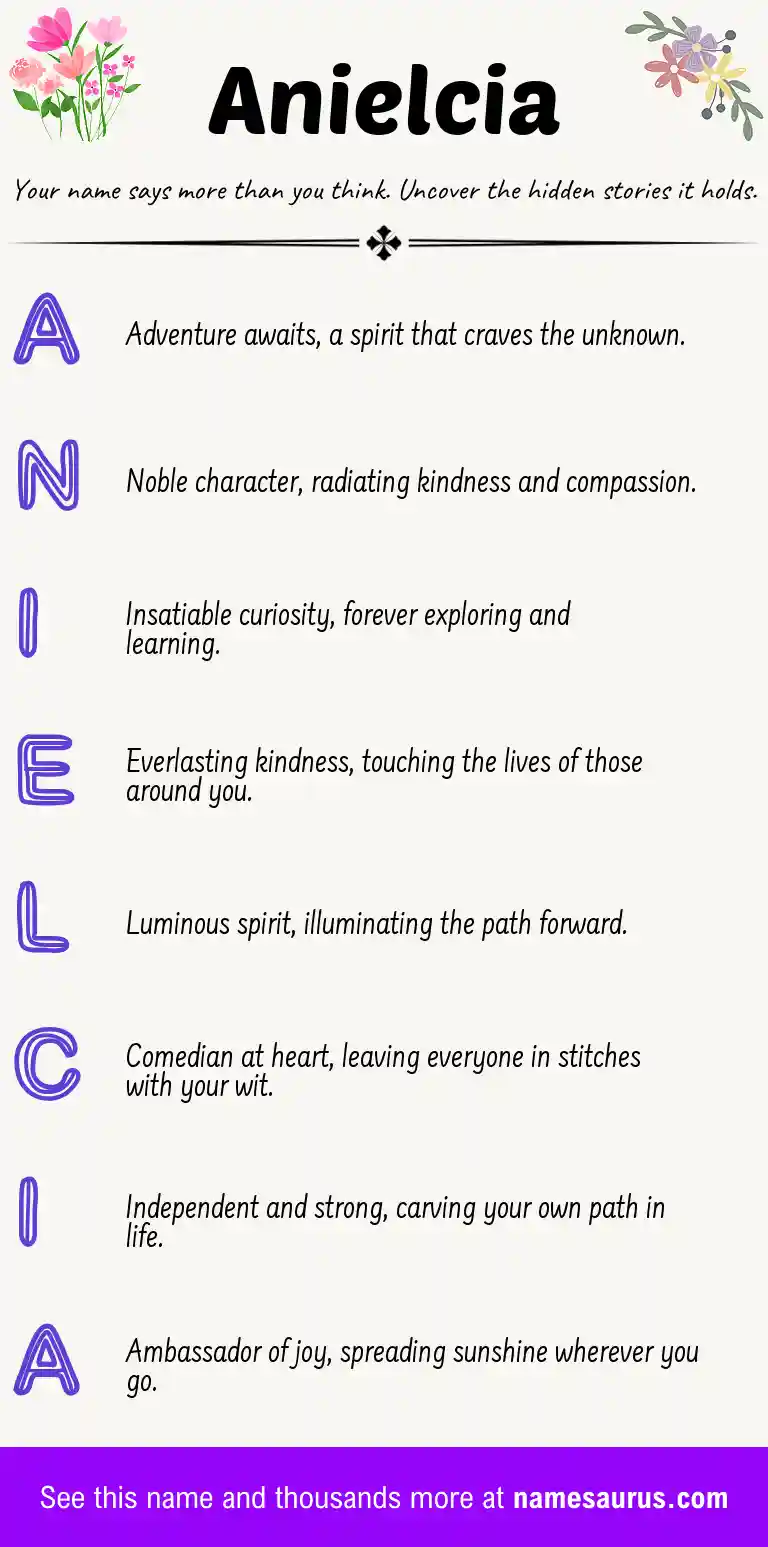 Acrostic poem about Anielcia.