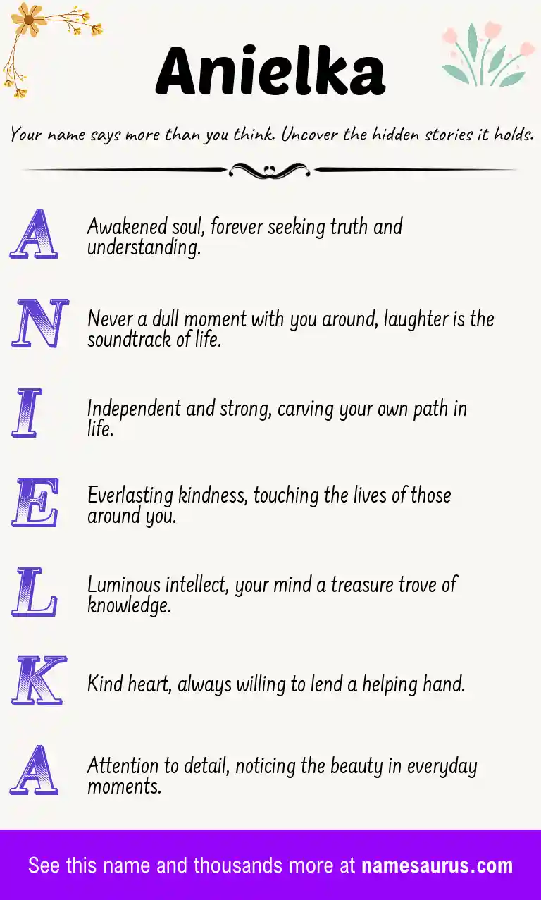 Acrostic poem about Anielka.