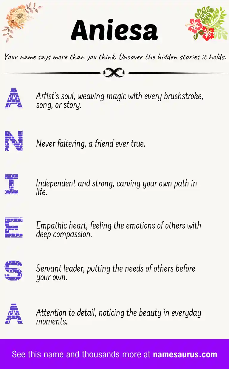 Acrostic poem about Aniesa.