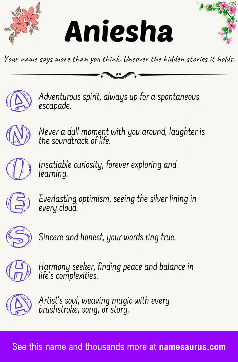 Acrostic poem about Aniesha.