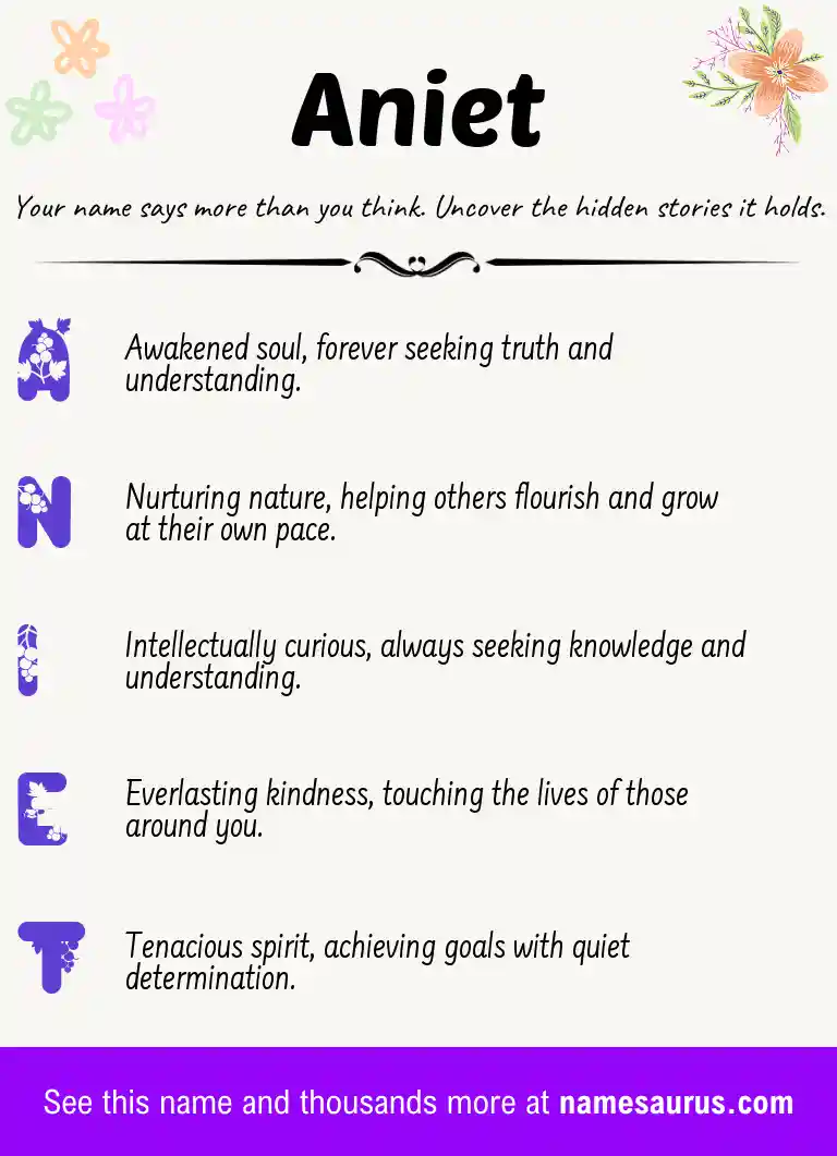 Acrostic poem about Aniet.
