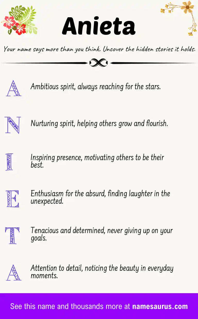 Acrostic poem about Anieta.