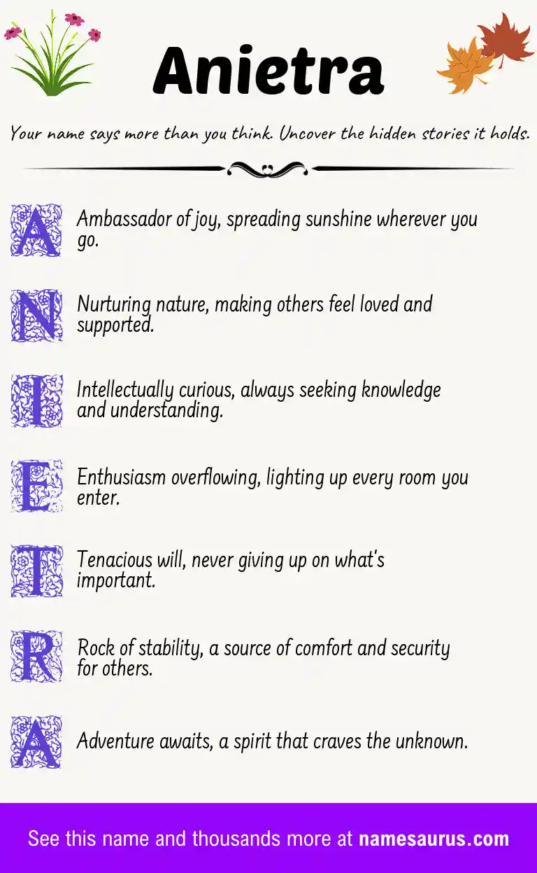 Acrostic poem about Anietra.