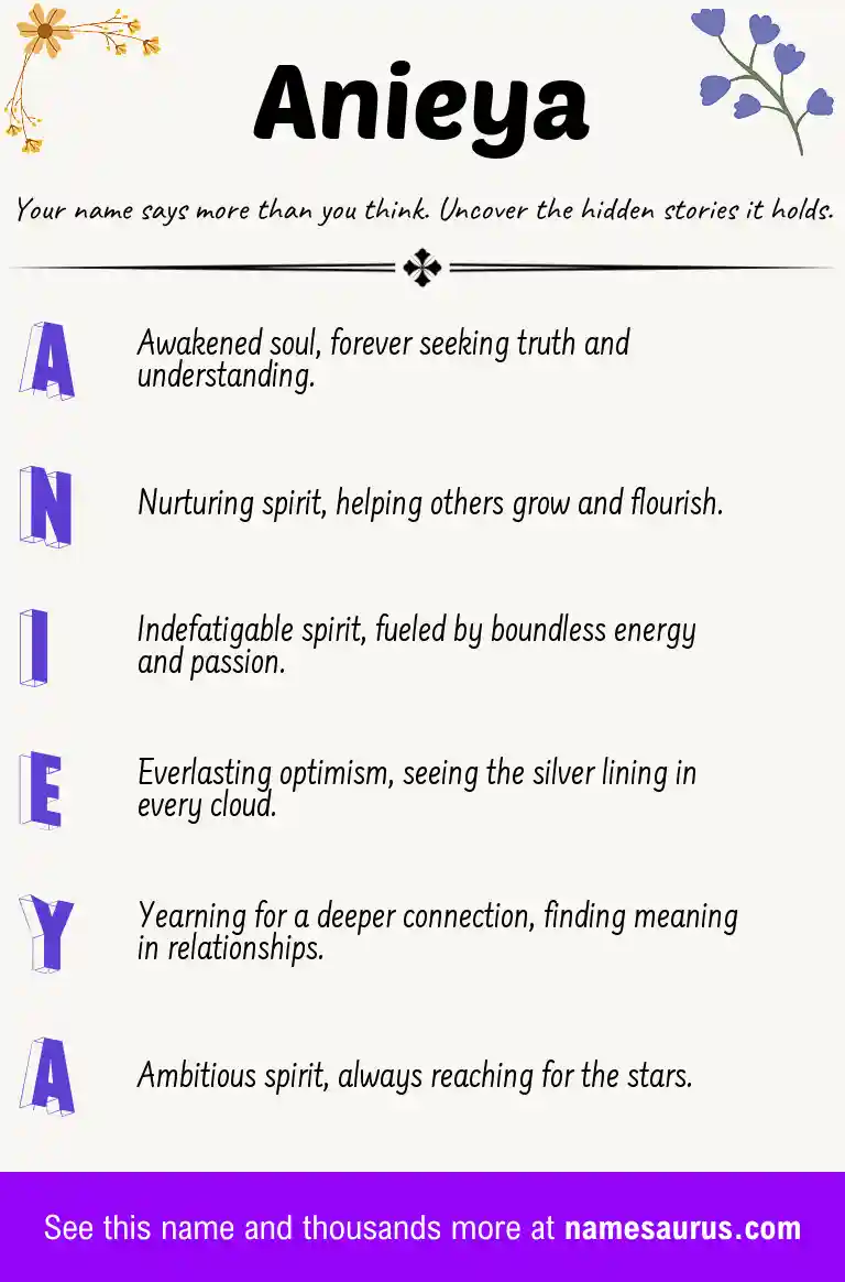 Acrostic poem about Anieya.