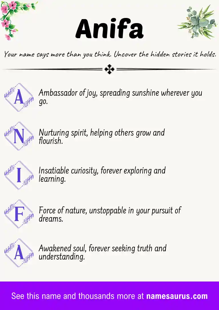 Acrostic poem about Anifa.