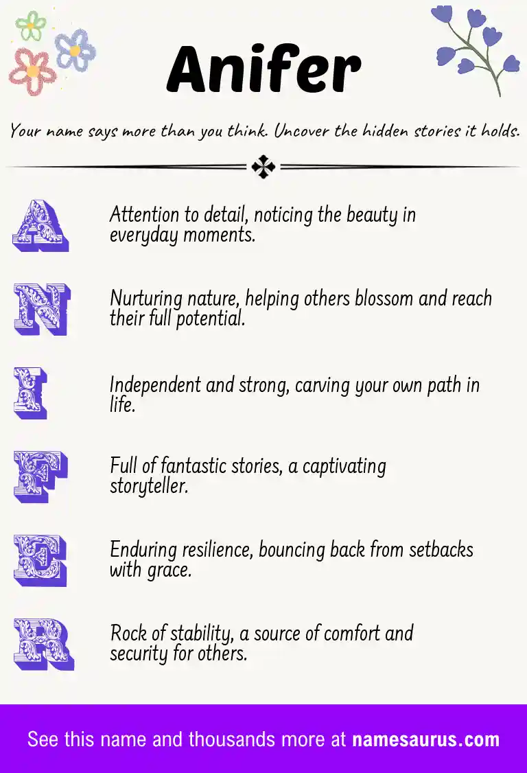 Acrostic poem about Anifer.