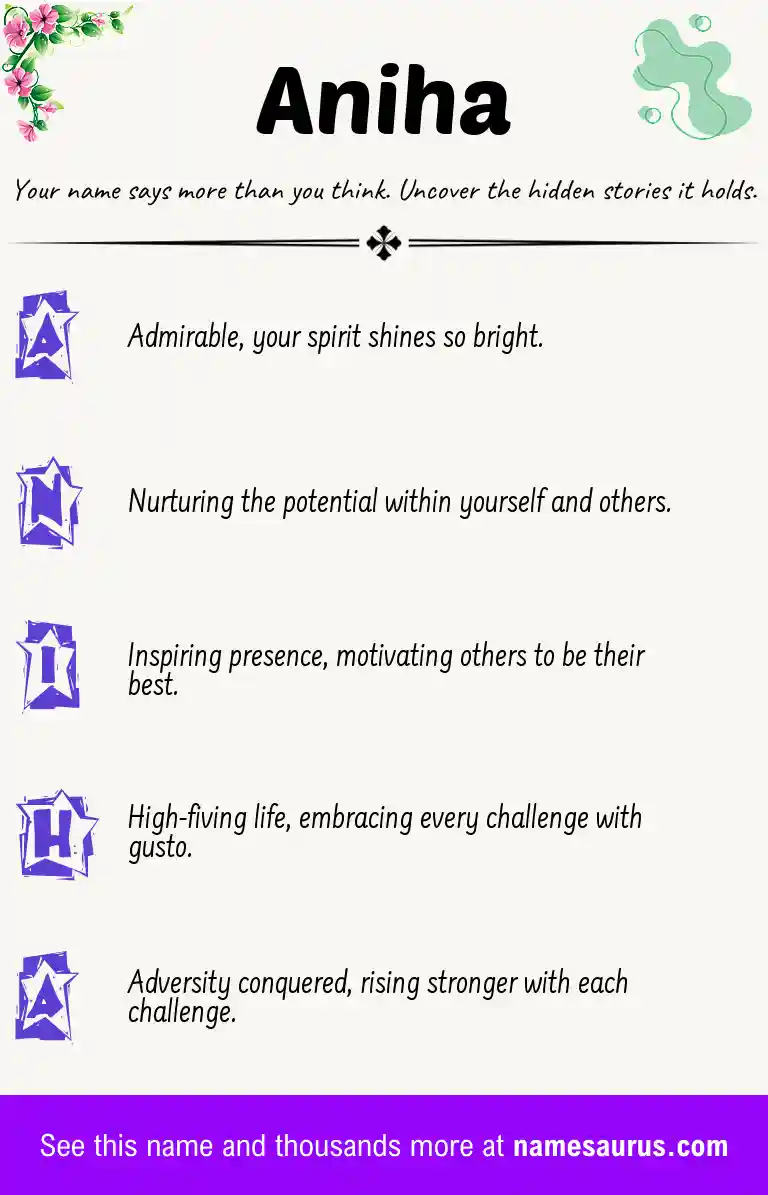 Acrostic poem about Aniha.