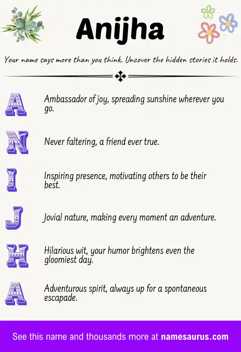 Acrostic poem about Anijha.