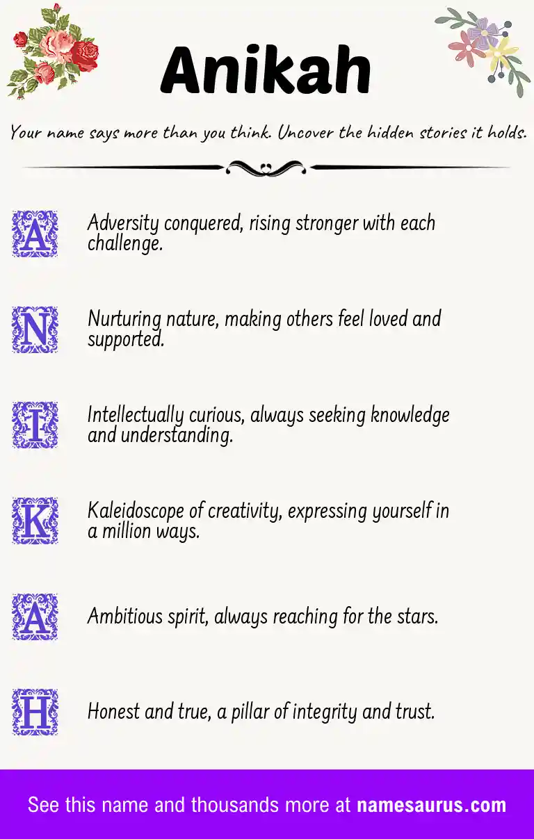Acrostic poem about Anikah.