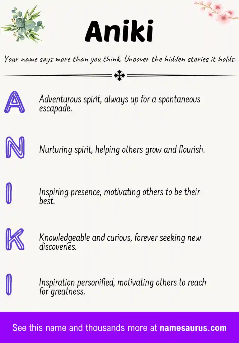 Acrostic poem about Aniki.