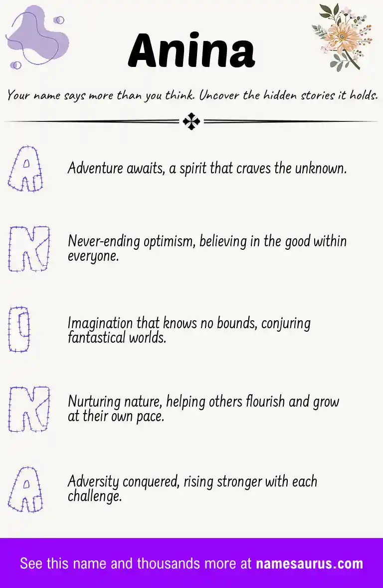 Acrostic poem about Anina.