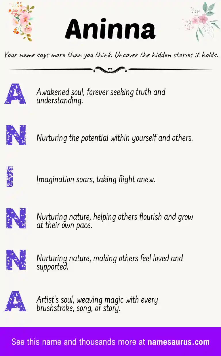 Acrostic poem about Aninna.