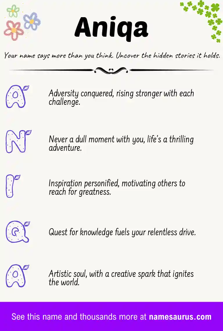 Acrostic poem about Aniqa.
