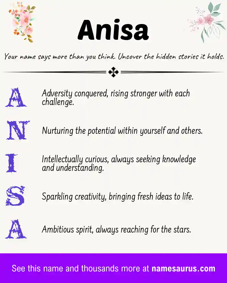 Acrostic poem about Anisa.