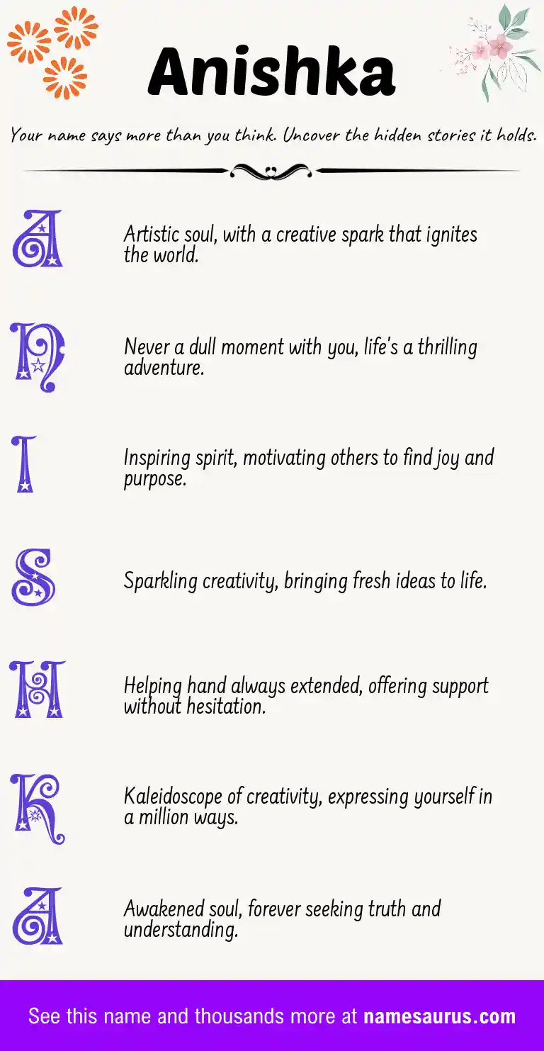 Acrostic poem about Anishka.