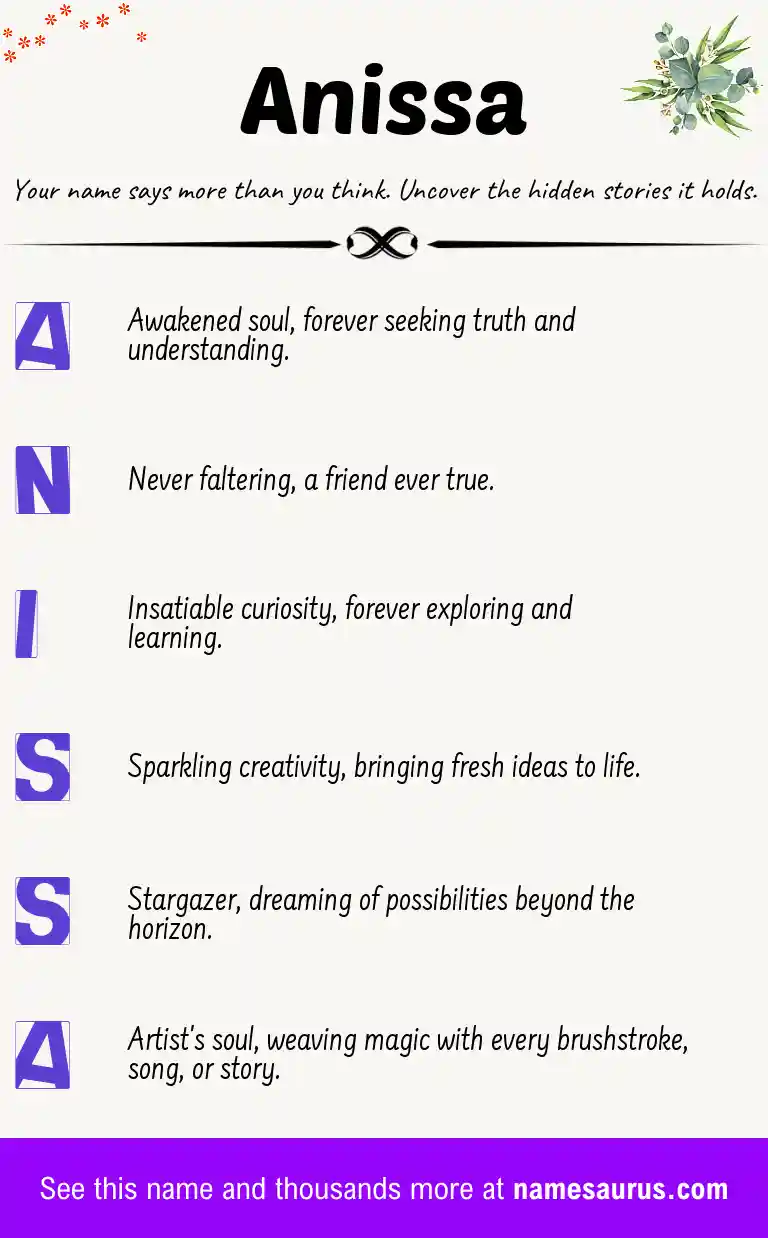 Acrostic poem about Anissa.