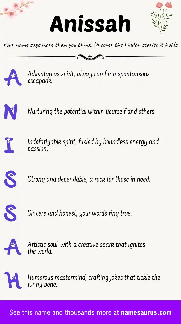 Acrostic poem about Anissah.