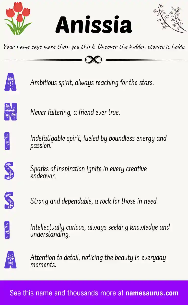 Acrostic poem about Anissia.