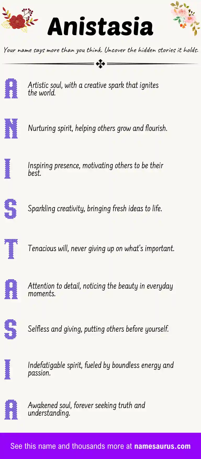 Acrostic poem about Anistasia.
