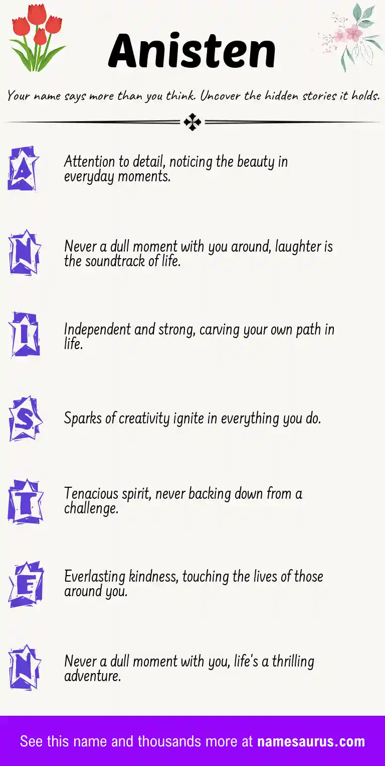 Acrostic poem about Anisten.