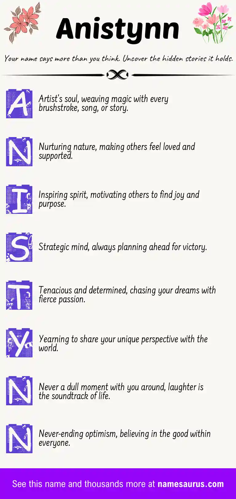 Acrostic poem about Anistynn.
