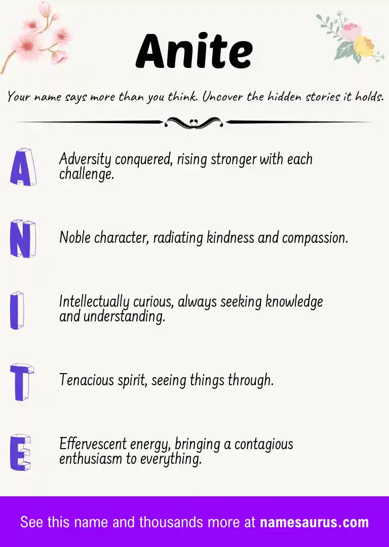 Acrostic poem about Anite.