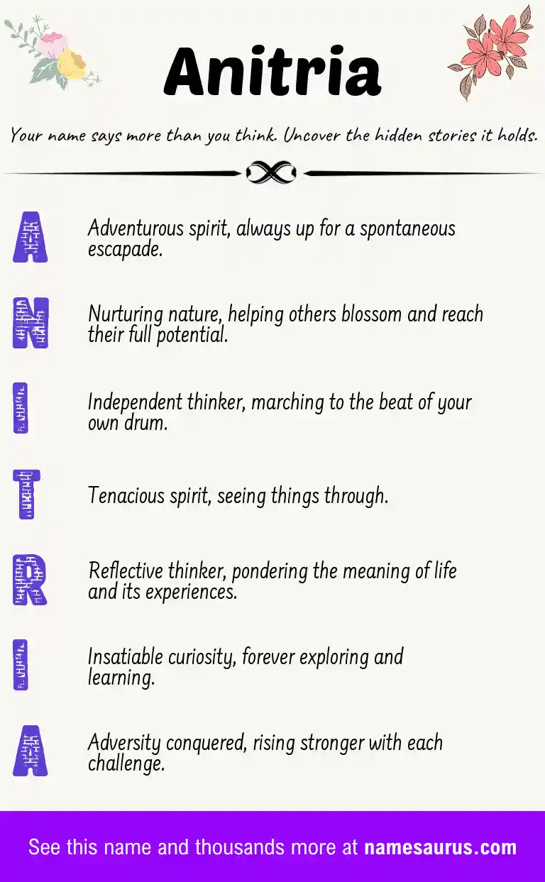 Acrostic poem about Anitria.