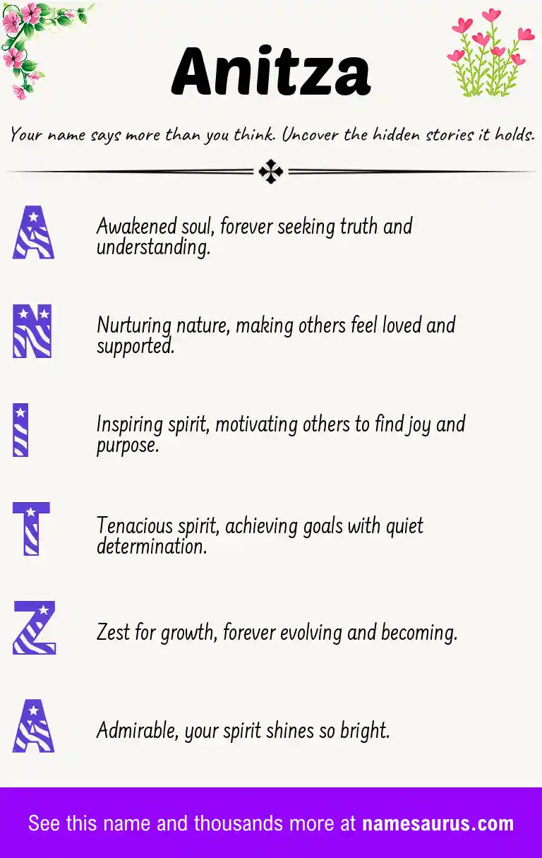 Acrostic poem about Anitza.