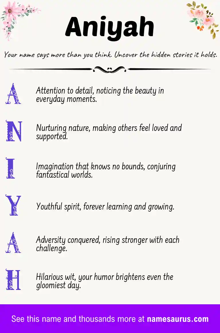 Acrostic poem about Aniyah.