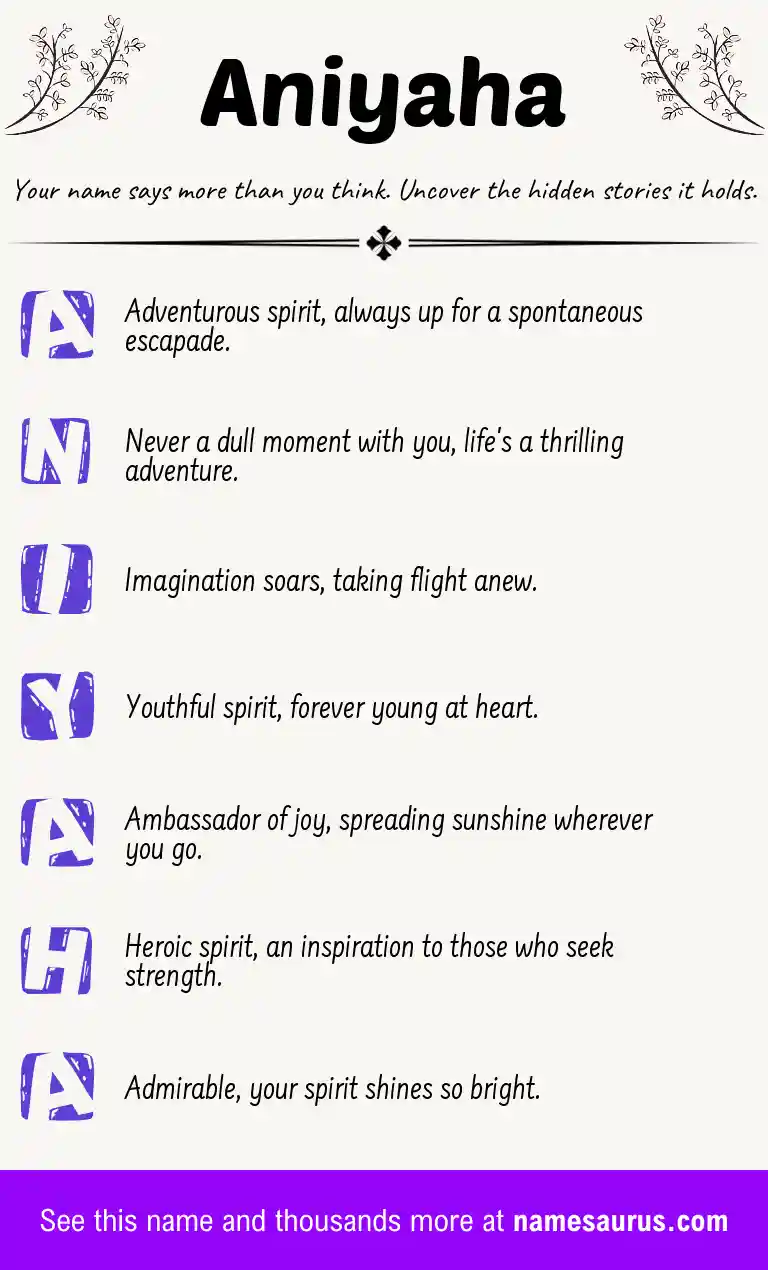 Acrostic poem about Aniyaha.