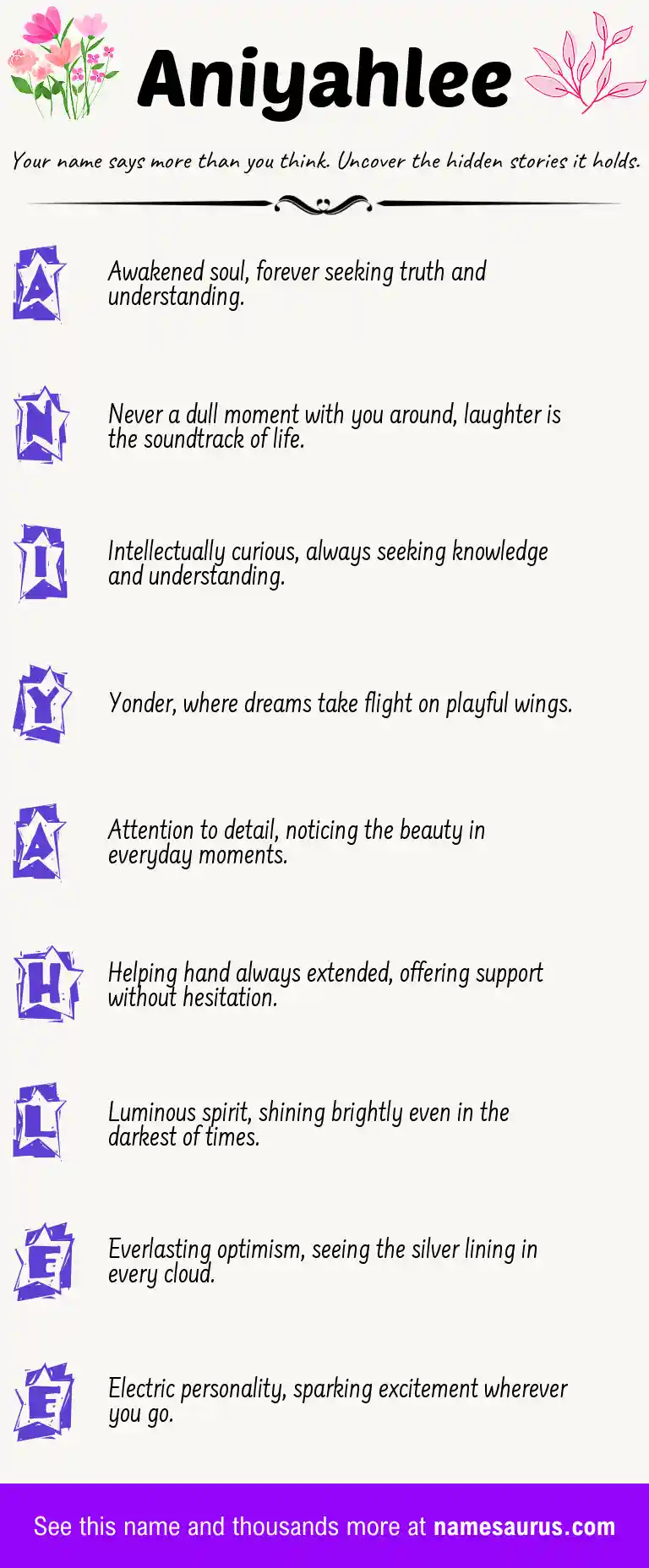 Acrostic poem about Aniyahlee.