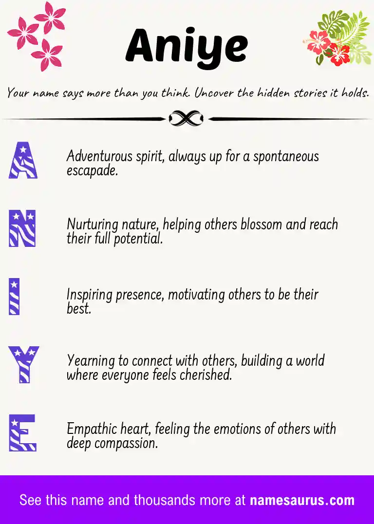 Acrostic poem about Aniye.