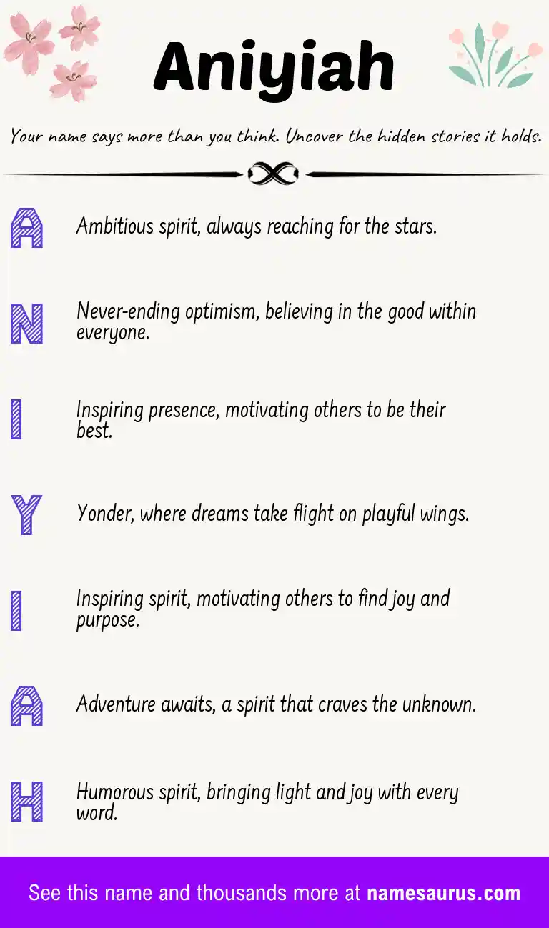 Acrostic poem about Aniyiah.