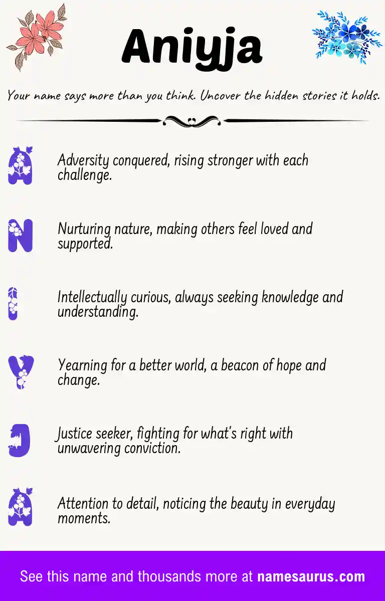 Acrostic poem about Aniyja.