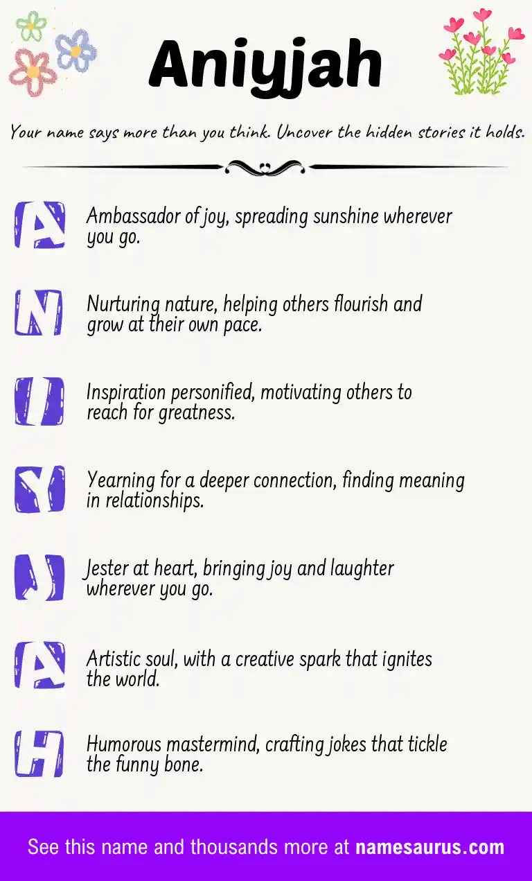 Acrostic poem about Aniyjah.