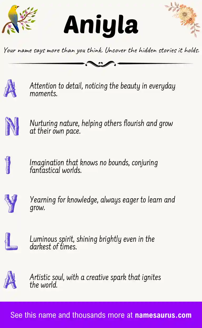 Acrostic poem about Aniyla.