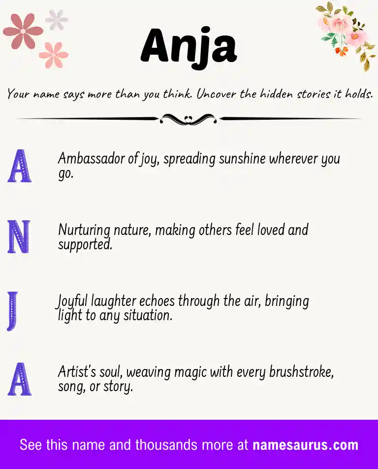 Acrostic poem about Anja.