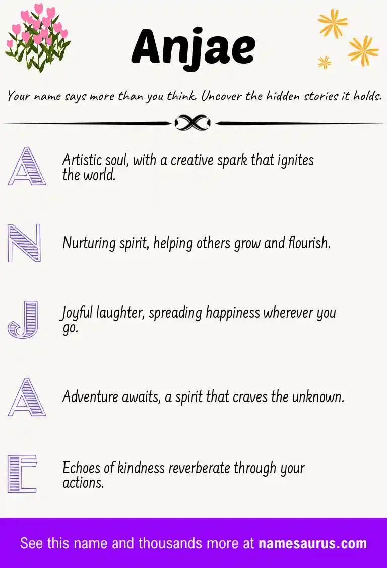Acrostic poem about Anjae.
